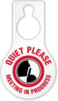 Quiet Please Meeting In Progress Door Hang Tag