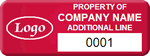 Sequential Barcode Custom Asset Tag, text, Logo