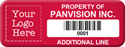 Asset Label, Property of Company Name with Barcode
