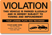 Vehicle Parked Illegally Subject to Towing Stickers