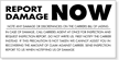 Report Damage Now Label