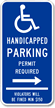 Handicapped Parking Permit Required Sign