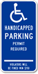 Handicapped Parking Permit Required Sign