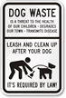 Dog Waste Threat Leash Dog Sign