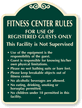 Fitness Center Rules For Registered Guests SignatureSign™