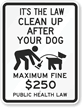 Public Health Law - Maximum Fine $250 Sign