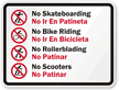 No Skateboarding Bilingual Sign (with Graphic)