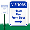 Please Use Front Door Sign (with Right Arrow)