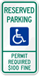 Reserved Parking Permit Required Fine Sign