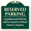 Reserved Parking Unauthorized Vehicles Towed Sign
