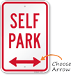 Self Park Sign with Bidirectional Arrow
