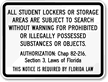 Lockers  Storage Areas Subject to Search Sign