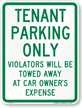 Tenant Parking Violators Towed Sign