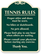 Tennis Court Rules Sign