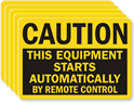 Caution: Equipment Starts By Remote Control Label