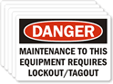 Maintenance On This Equipment Requires Lockout/Tagout Label