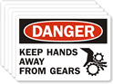 Danger Keep Hands Away Gears Label