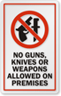 No Guns, Knives or Weapons Allowed Glass Decal