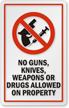 No Guns, Weapons or Drugs Allowed Glass Decal