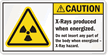 X-Rays produced when energized. X-Ray hazard LABEL