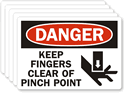 Danger Keep Fingers Pinch Point Label