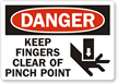 Danger Keep Fingers Pinch Point Label