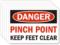Danger Pinch Point Feet Clear Label