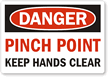Danger Pinch Point Feet Clear Label