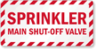 Sprinkler Main Shut-Off Valve Label