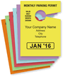 Monthly Parking Permit Hang Cardstock Tag