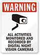 All Activities Monitored and Recorded Sign