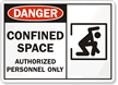 Confined Space Authorized Personnel Only Sign