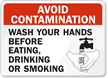 Avoid Contamination Wash Hands Before Eating Sign