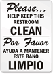 Keep Restroom Clean Bilingual Sign