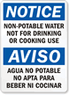 Notice Non-Potable Water Sign Bilingual