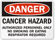 Danger Cancer Hazard Respirator Required Sign