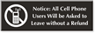 Cell Phone Users, Asked To Leave Engraved Sign
