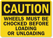Truck Wheels Chocked Loading Unloading Sign