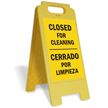 Closed For Cleaning Bilingual Free-Standing Sign
