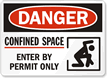 Danger Confined Space Permit Only Sign