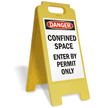 Danger Confined Space Enter By Permit Floor Sign