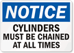 Notice Cylinders Must Be Chained Sign