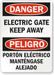 Danger Electric Gate Bilingual Sign