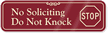 No Soliciting, Do Not Knock ShowCase™ Wall Sign