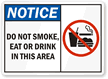 Do Not Smoke  Eat Or Drink Sign