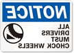 Notice Drivers Chock Wheels Sign