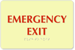 Emergency Exit Tactile Touch Braille Glow Engraved Sign