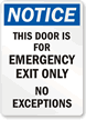 Emergency Exit Only Sign