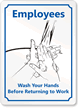 Wash Your Hands Before Returning Work Sign