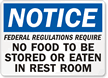 No Food Stored Eaten In RestRoom Sign